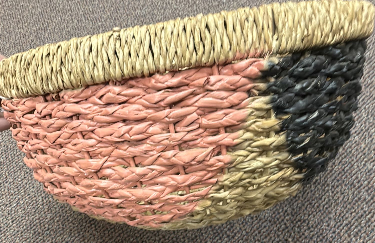 Pink &amp; Black Braided Basket - Medium