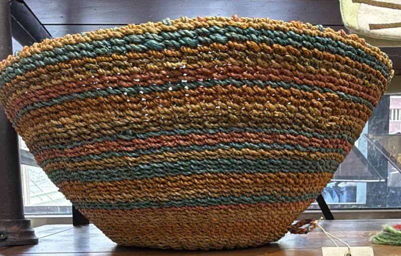 Large Multi-Colored Round Basket