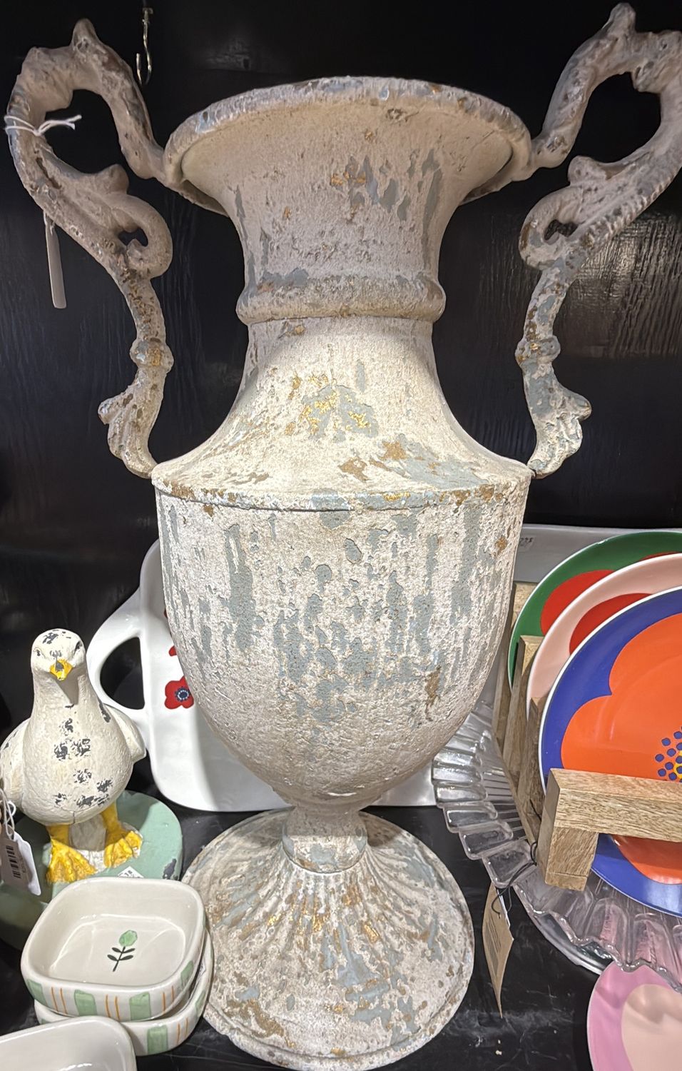 Distressed White Urn/Vase
