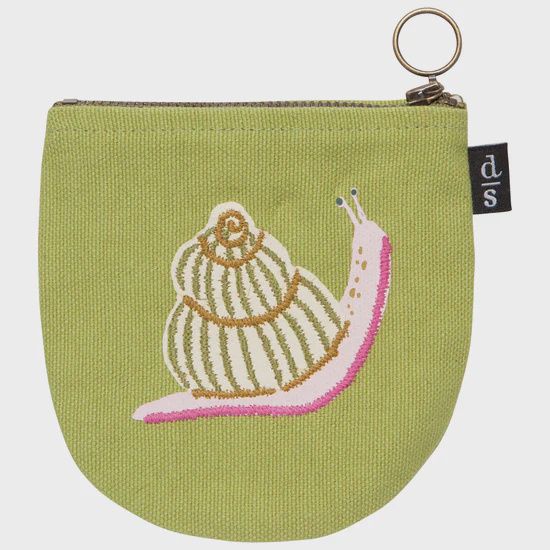 Snail Coin Purse - Green Fabric