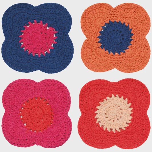 Coaster Set/4 Crochet Poppy