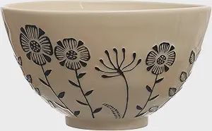 Large Floral Embossed Bowl - Hand Painted