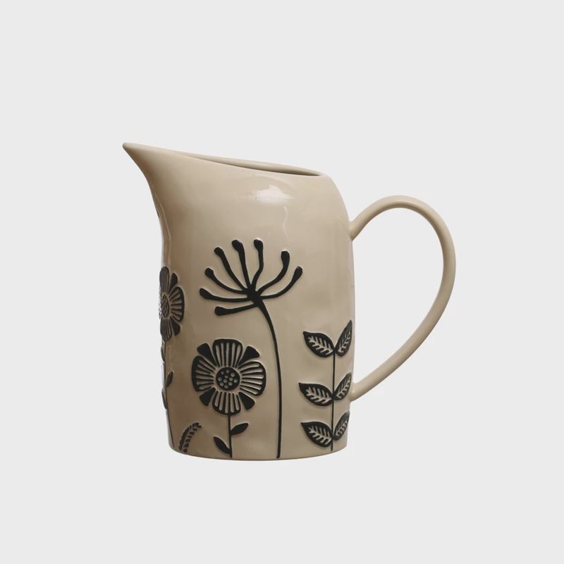 Black/Cream Stoneware Pitcher