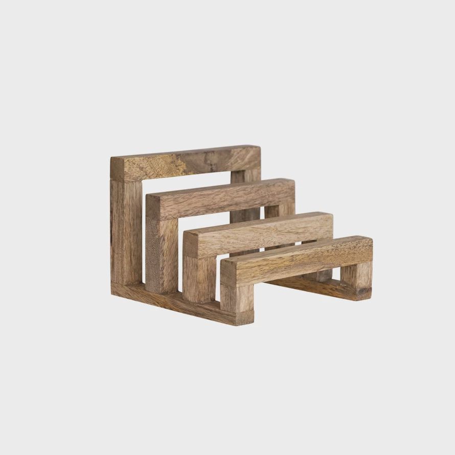 Mango Wood Stand w/ 3 sections Natural