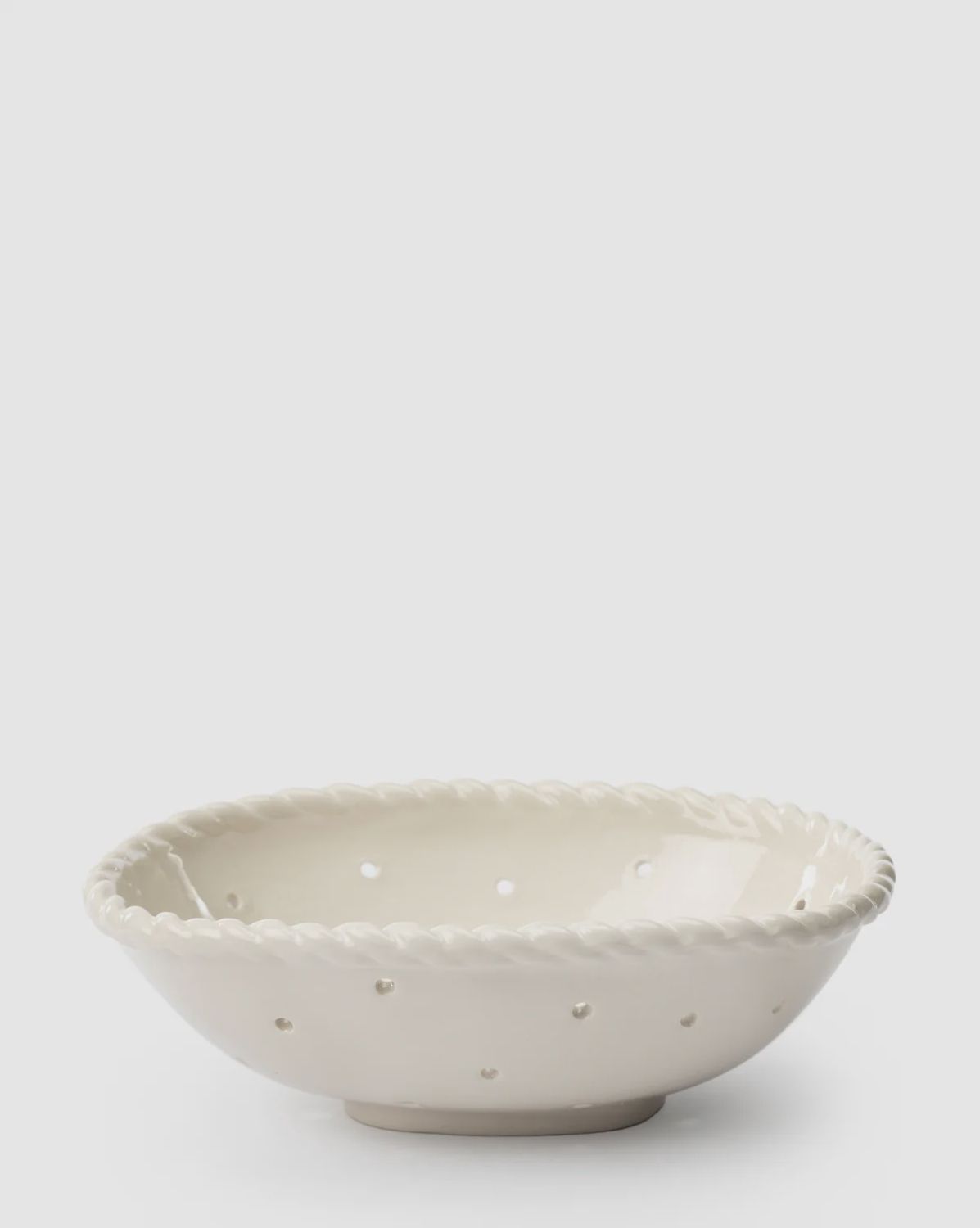 Colander Stoneware w/ Hand Twisted Edge White