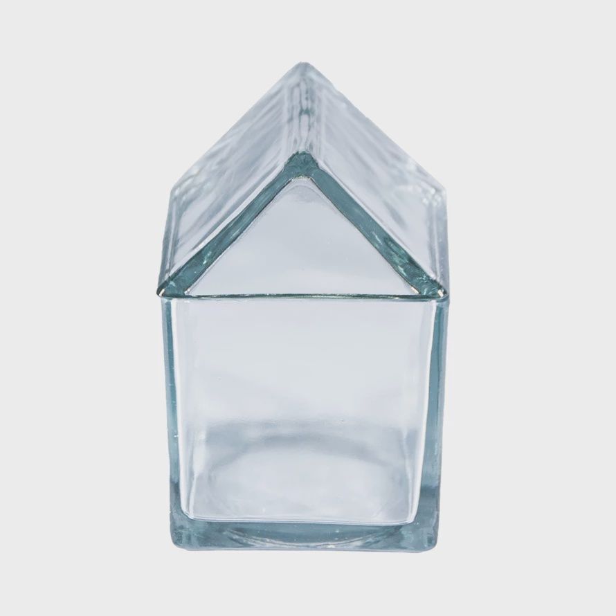 House shaped jar with Lid Recycled Glass
