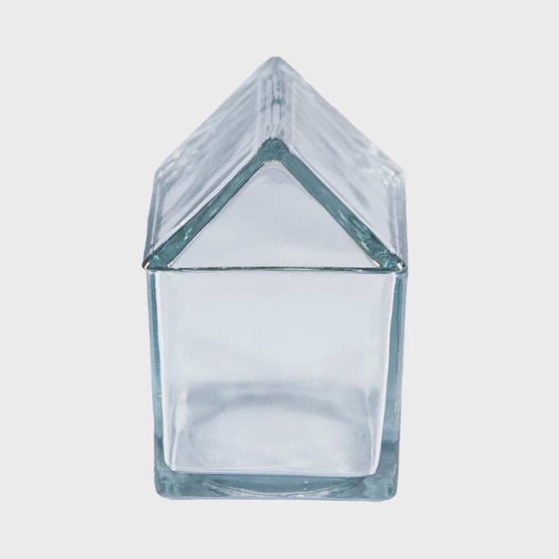 House shaped jar with Lid Recycled Glass