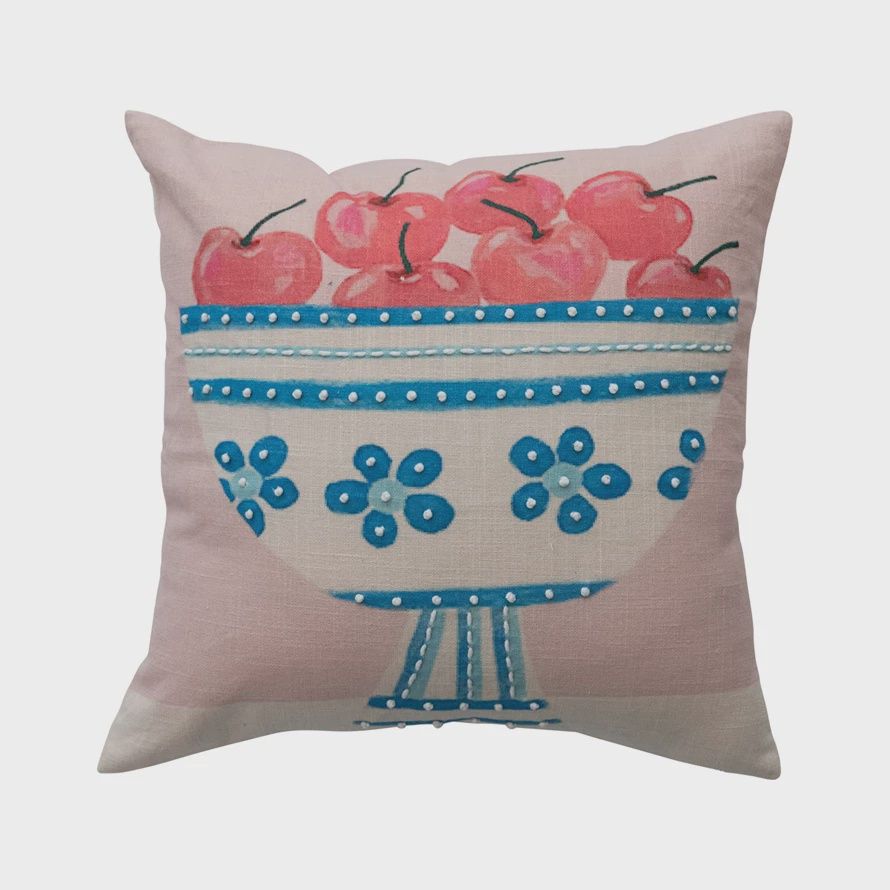 Cotton Slub Pastel Cherry Pillow