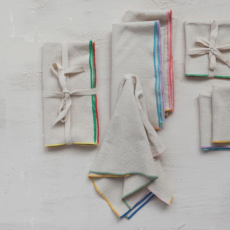 Napkins woven cottage with Stitched colored Edge