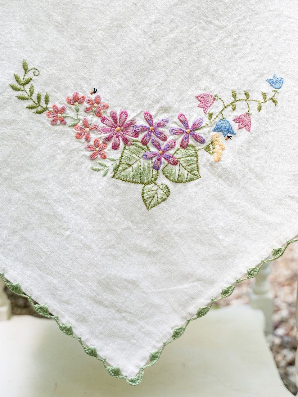 Garden Embrodrd Tea Cloth