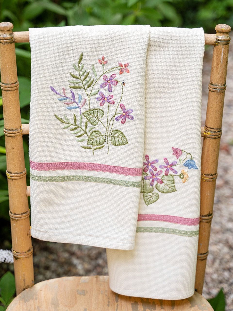 Garden Embroidered Tea Towel
