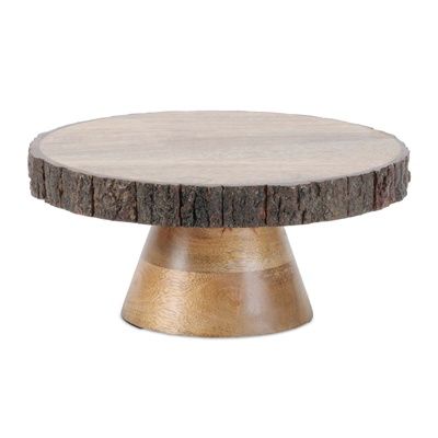 Pedestal Wood With bark around outside