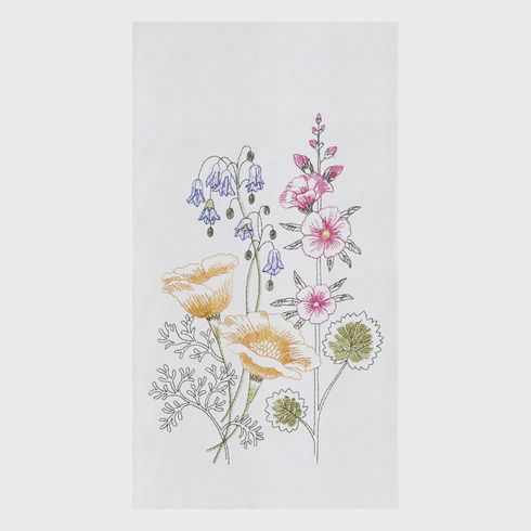 Floral Garden Embroidered Dishtowel