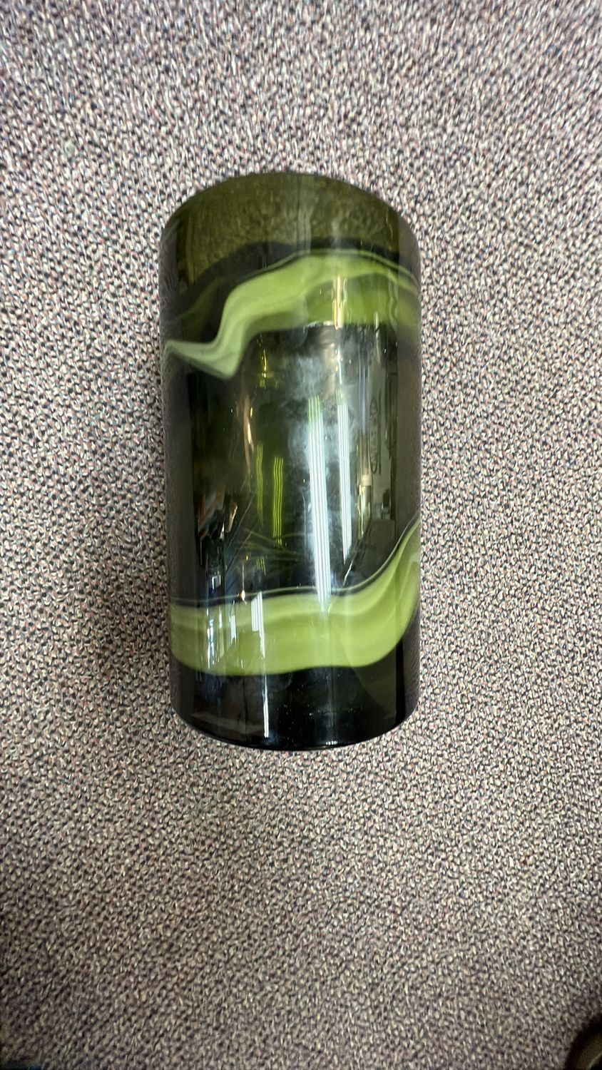 Green Cylinder Swirl Glass Vase