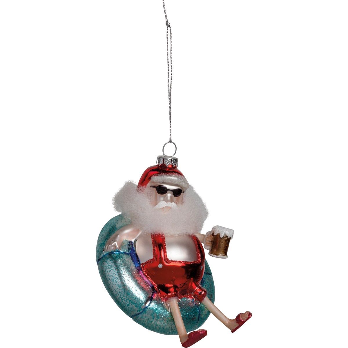 Ornament Santa in Float Tube Glass