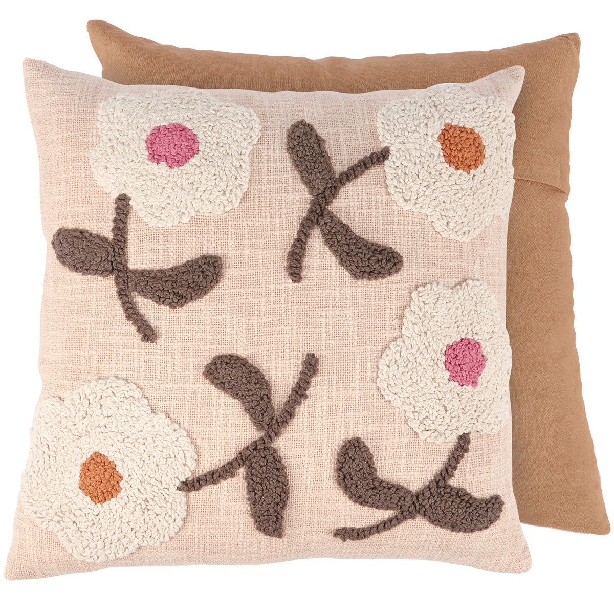 Pillow Daisy Crewel embroidery on peach background