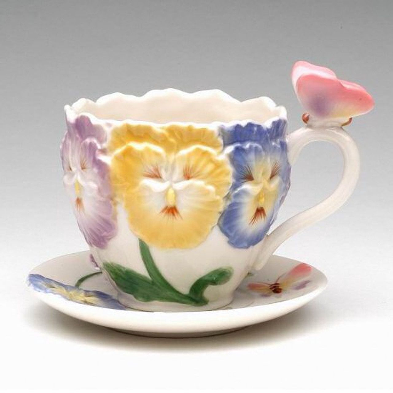 Pansy Tea Cup with Saucer