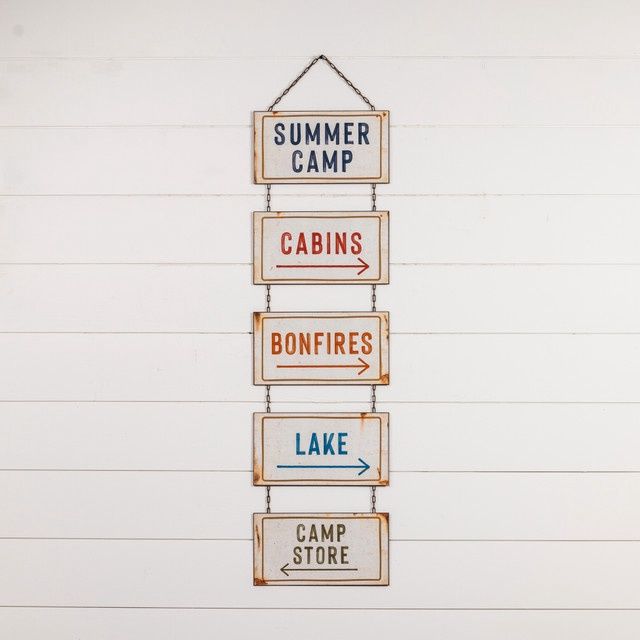 Sign Summer Camp Five signs joined with chain