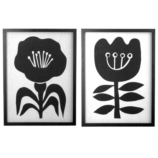 Print Black flower on White