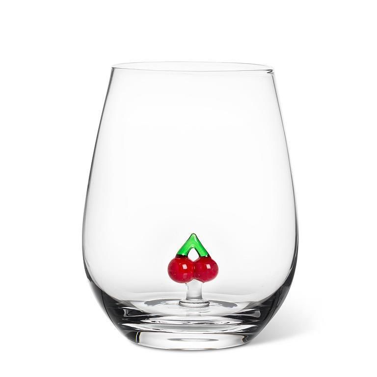 Cherries Stemless Wine Glass