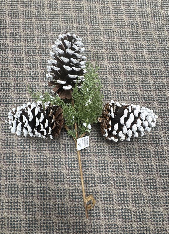 Snowy Pinecone Pick - Artificial