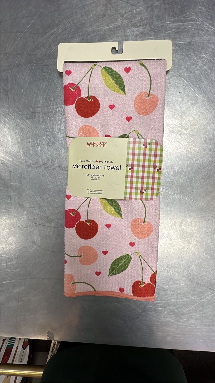 Pink Cherry Hearts Towel - Microfiber