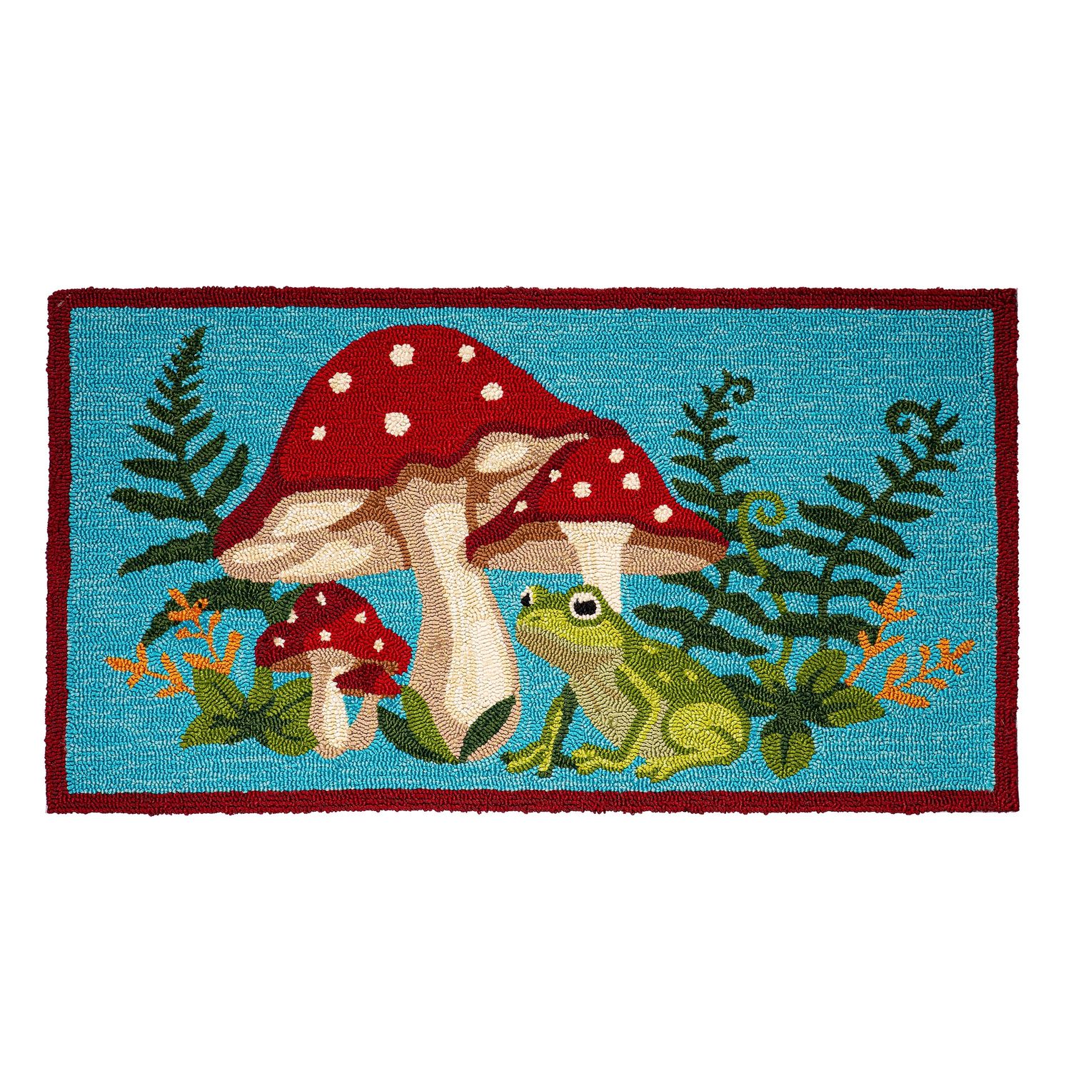 Indoor/Outdoor Hooked Mushroom Accent Rug