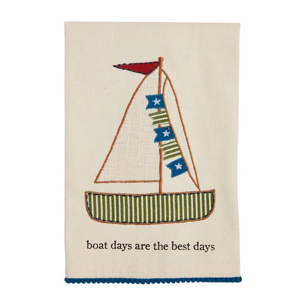 Boat Days Lake - Applique Tea Towel