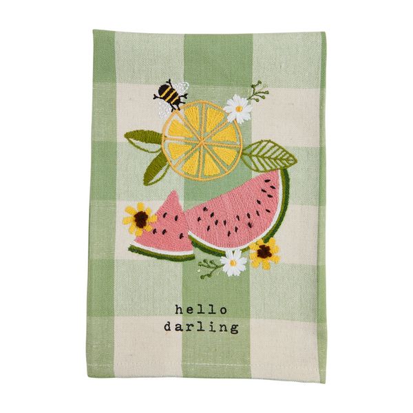 Hello Embroidered Towel