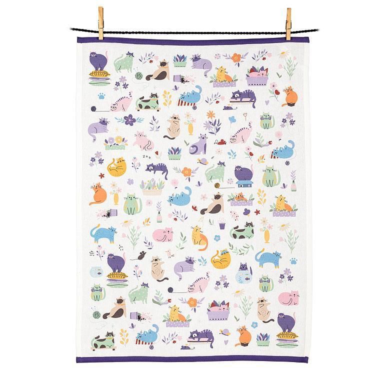 Cats &amp; Flowers Kitchen Towel