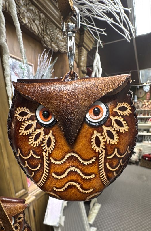 Owl Leather Wristlet