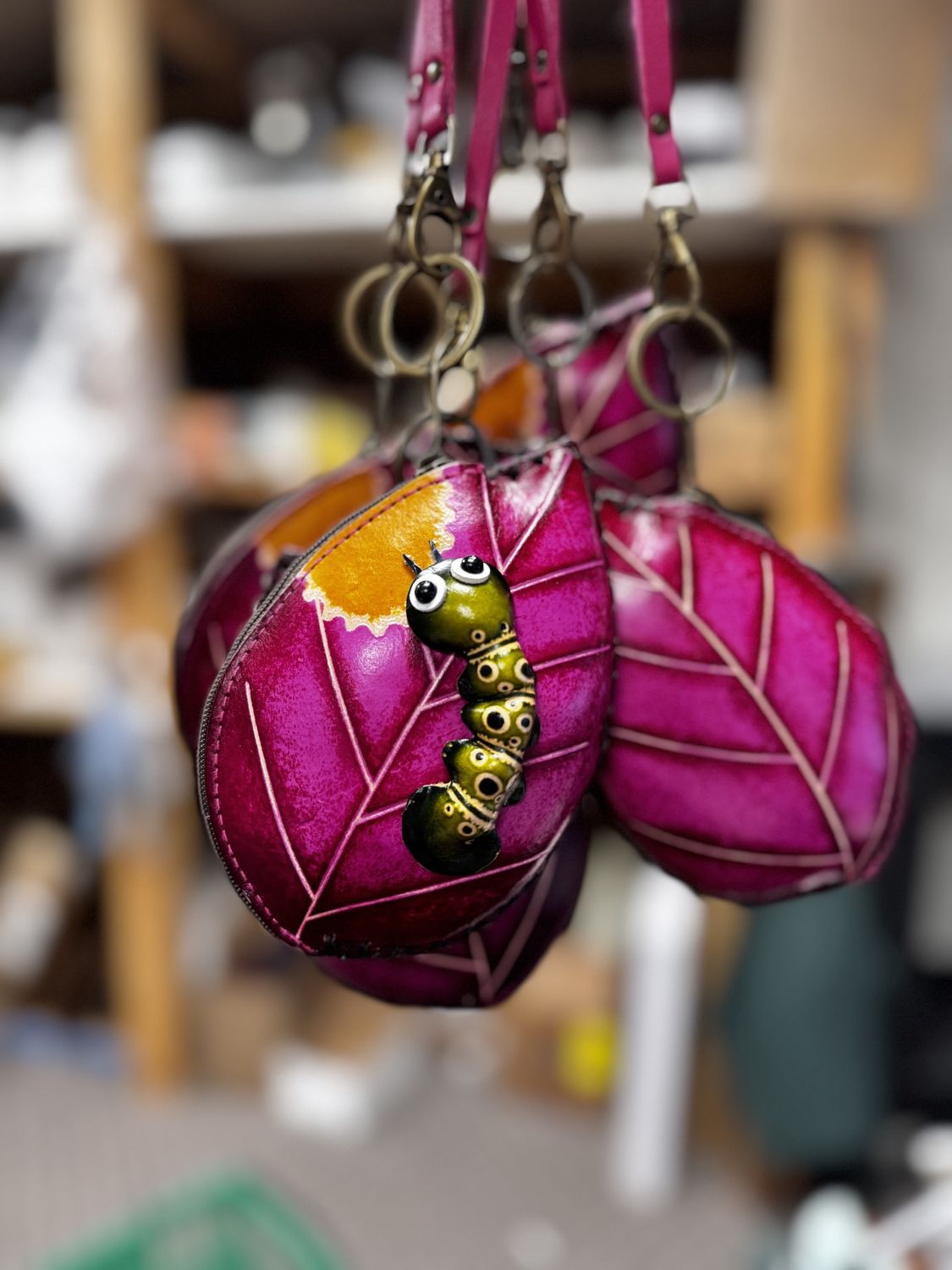Leather Caterpillar Coin Purse