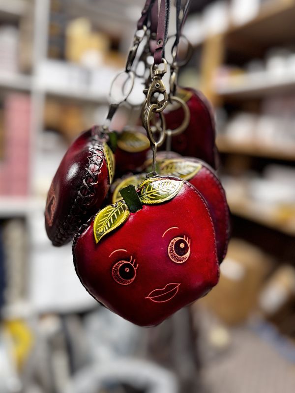 Happy Apple Leather Wristlet