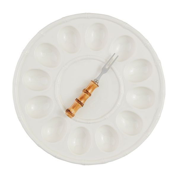 Stoneware Deviled Egg Tray - Round