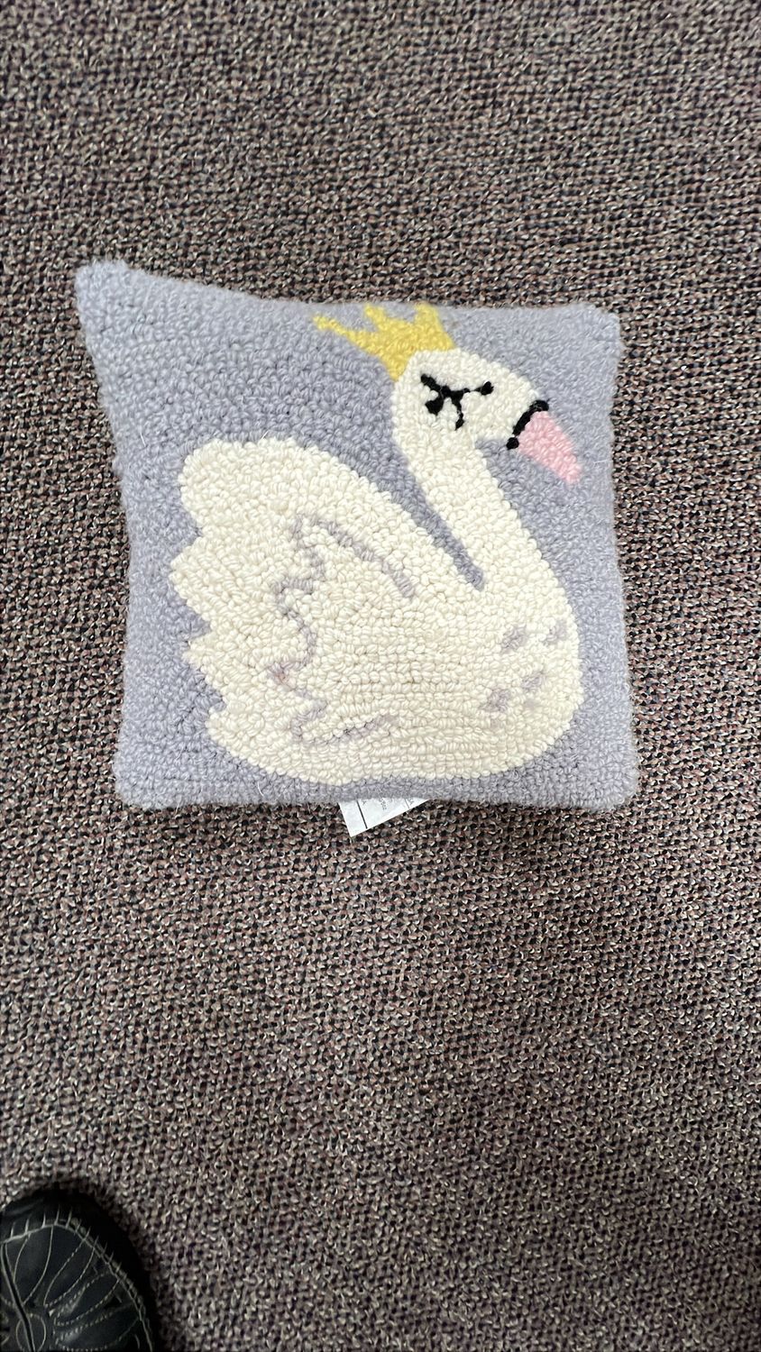 Hooked Small Pillow - Princess Swan