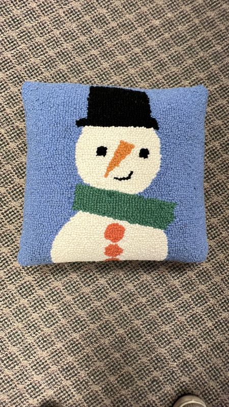 Snowman - Handmade Hooked Pillow