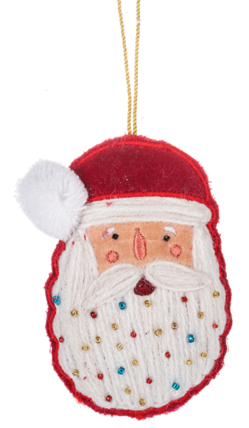 Ornament Santa Red Velvet with knitted beard
