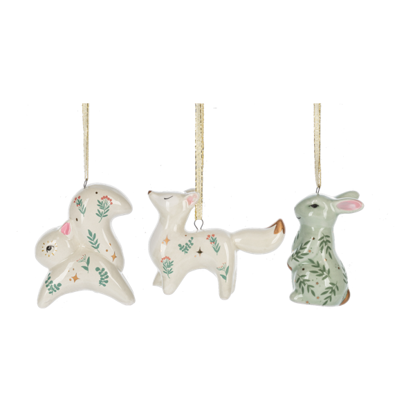 Holiday Ceramic Animal Ornaments