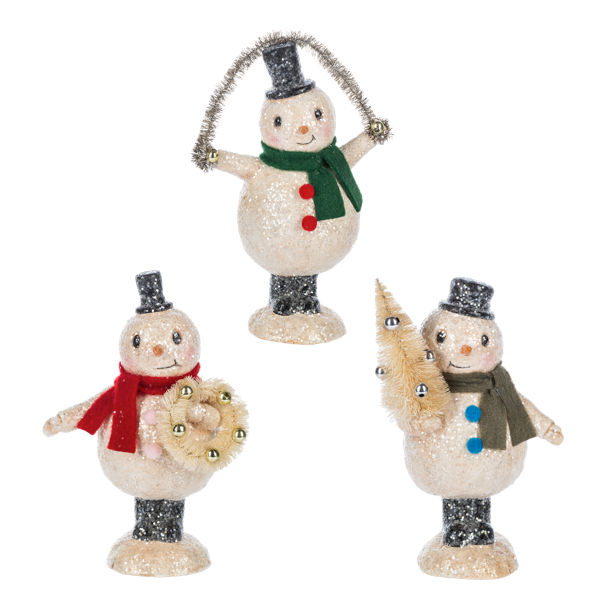 Snowman Figure Paper pulp With Glitter