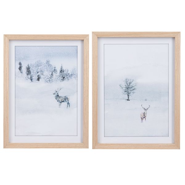 Print Deer in Snow Scene