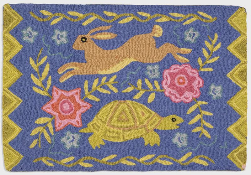 Rug Hooked Tortoise and Hare