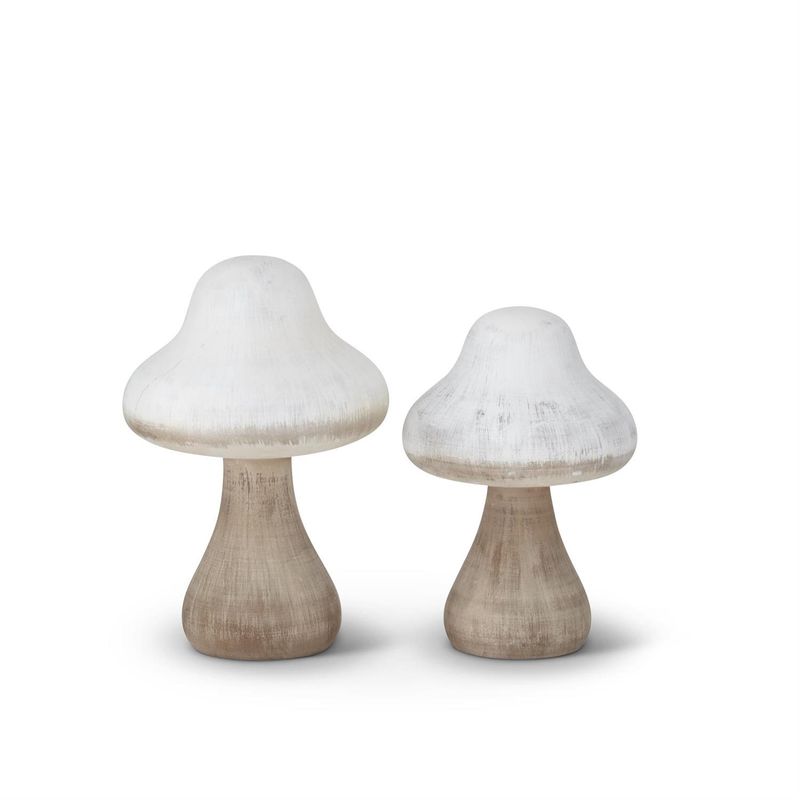 White /Natural Wood Mushrooms - Tabletop