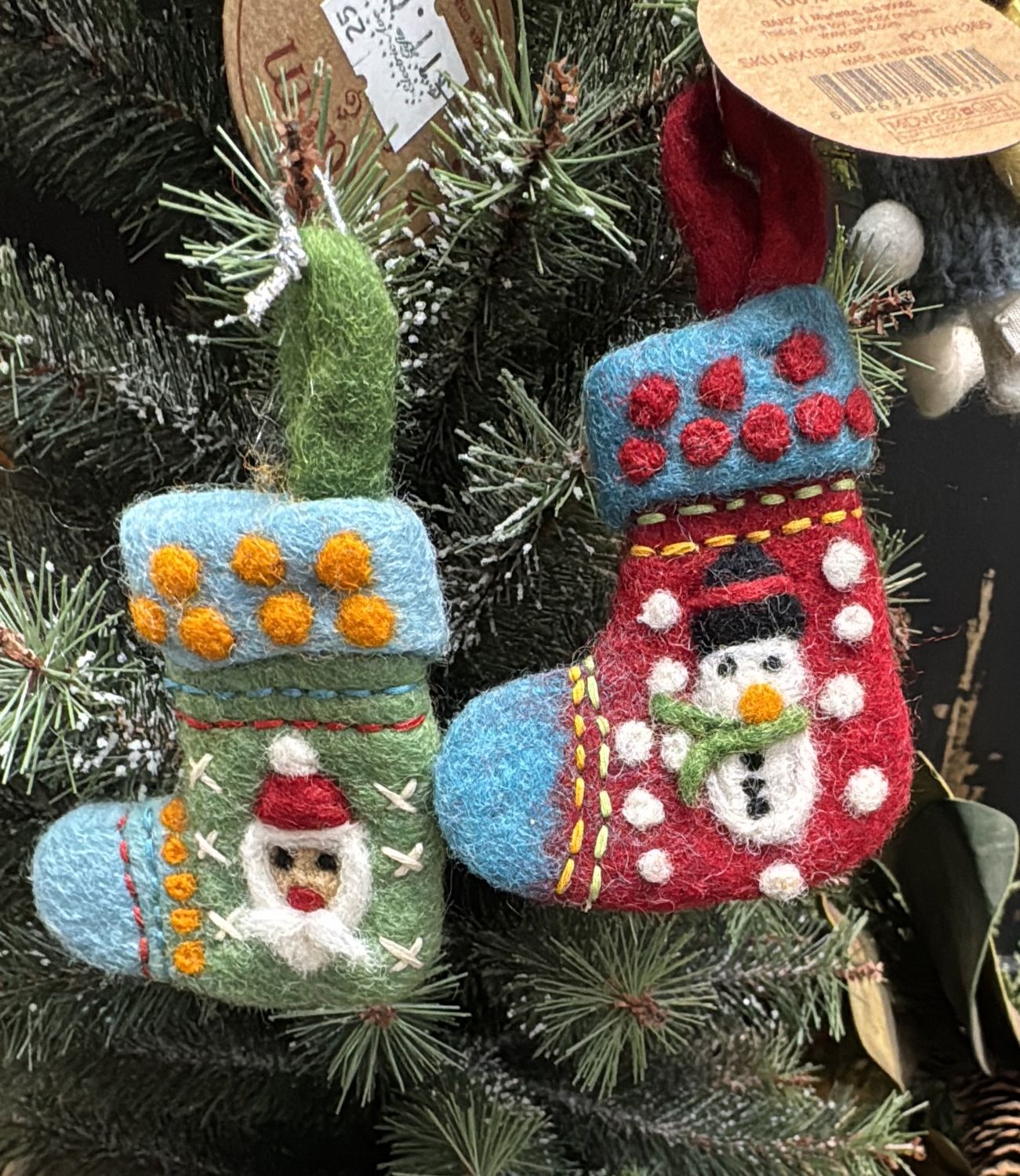 Ornament Wool Stockings Santa and snowman