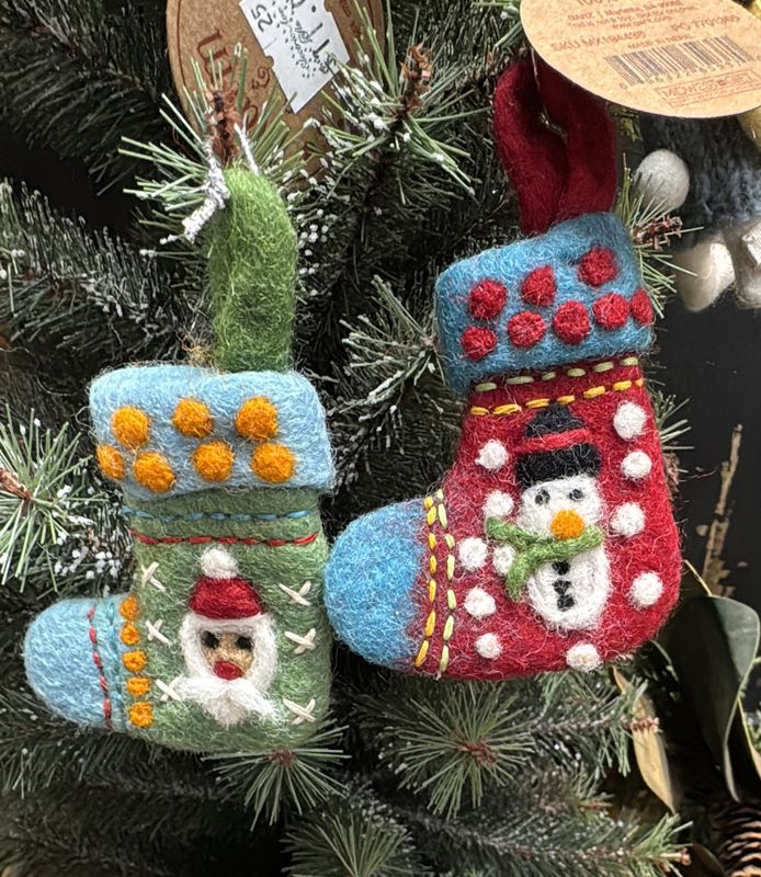 Ornament Wool Stockings Santa and snowman