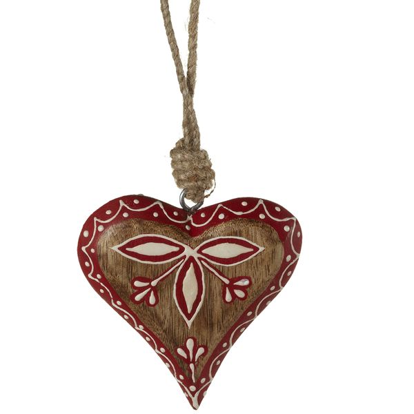 Patterned Heart Ornament Wood