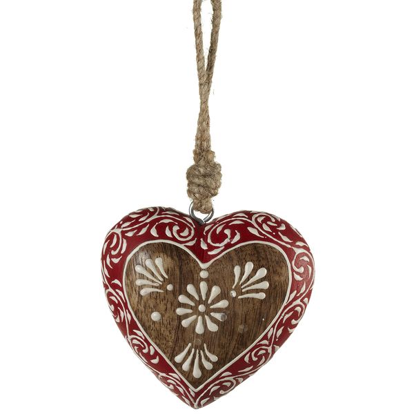 Patterned Wood Heart Ornament