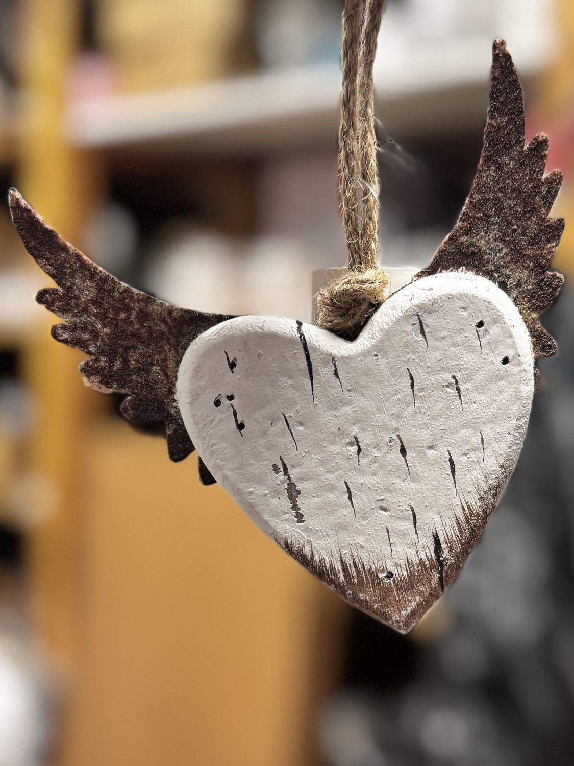 Heart with Wings, Wood Ornament