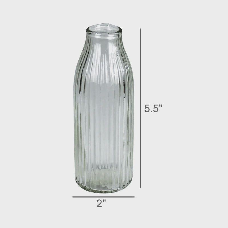 Melba Ribbed Glass Vase, Size: Small Melba Ribbed Glass Vase