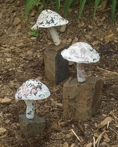 Realistic Mushrooms on Rocks - Assorted Sizes
