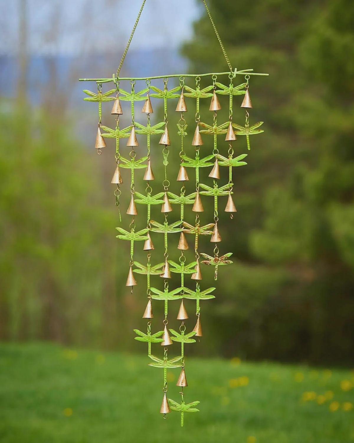 Shimmering Bells with Green Dragonflies